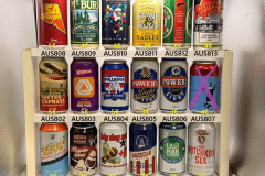 AUS796-813 Beddy Rays Beddy Hayze, Bright Brewery Affogato Stout, Big Day Out, Green Bacon Brewing co. American Style Premium Lager, Last Man Standing Australian Lager, Little Creatures The Hotchkiss Six, Loftus Express, Newstead Session Mid Pale, Bulldogs 100 Years, Powers Light Bitter, Powers Light, Drowned Man IPA, SA Draught, Mt. Burr Sawmill Jubilee, Carne in Adelaide, Stonewood Citrus Radler, VB Interfet, Birdsville Hotel, Australia Craft Beer Can, ABCCA, Australien Beer Can collectors, Australische Bierdose, Beer Can Museum Austria