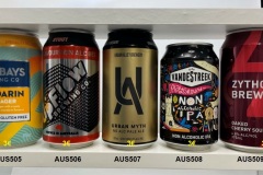 AUS505-509 Twobays Mandarin Rice Lager, UpflowBrewing Co. Urban Myth No Alc Pale Ale, Vandesree Non Alcoholic Ipa, Zytho Brewing Australian beer can collection, beer cans Australia