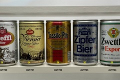AUT720-724 Steffl Bier 0, Steffl Vienna Lager Beer 0, Tassilo-Pils 0, 33, Zipfer Bier 0, Zwettler Export 0, 33l, Österreichische Bierdosen, Bierdose Österreich, beer can Austria, Bierdosensammler Österreich, beer can collection