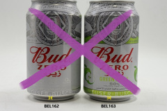 BEL162-163 BUD Zero, BUD Zero Green Apple, brewed in Belgium for Saudi Arabia, Belgian Beer Can Collector, Beer Can Collecction Belgium, Belgische Bierdosen
