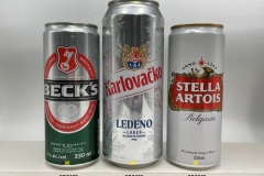 CRO027-029 Becks 330ml sleek can, Karlovacko Ledeno Lager, Stella Artois 330ml Croatia, Croatian beer can collection, croatian beer cans, beer can collector croatia