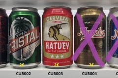 CUB001-005 Bucanero Fuerte, Cristal Cerveza, Hatuey Cerveza Especial, Mayabe Maltina, Mayabe Cerveza Clara, Cuban Beer Can, Cuban beer can collection, beer from Cuba