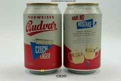 CZE301 Budweiser Budvar Limited Edition The Unmistakably Czech Beer, Make no Mistake, 0,33cl Export can to UK, Czech beer can, Czech beer cans, beer can collection Czech, Tschechische Bierdose, Bierdosenmuseum Österreich, Beer Can Museum Austria