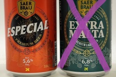 FRA153-154 SAER BRAU Especial 5, 6%, SAER BRAU Extra Malta 6, 8% French beer can canettes de bière françaises Bierdosen Frankreich, French beer can collection, beer can collector France