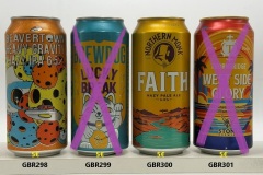 GBR298-301 Beavertown Havy Gravity Hazy Ipa 6.5%, Brewdog Lucky Break, Northern Monk Faith Hazy Pale Ale, Thornbridge West Side Glory West Coast Ipa Stone Brewing, UK beer can, England beer can, United Kingdom beer can collection