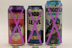 GBR365-367 Brewdog Rocky Road Marshmallow Stout, Brewdog Shore Leave Amber Ale, Hobgoblin Original IPA, UK beer can collector, England beer can, United Kingdom beer can Collector, England beer cans, Bierdosenmuseum Österreich