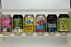 HUN193-198 Hedon Brewery Chessie New England IPA, Hoptop Pils 12, feher Myül White Passion, Lehütö Lajhar, Horizont Brewing Gentle Bastard, Tokyo Lemonade, Vilagos Sör 0, 33ml, Hungarian Craft Beer, Beer Can Collector Hungary, Ungarische Craft Bierdose