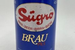 ITA183 Sügro Brau pils, italian steel beer can, beer can collector