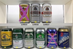 LUX009-017 Battin, Bofferding Lager Pils, Diekirch Premium, Henri Funk pils, Mousel, Luxembourg beer can collection, beer can Luxembourg