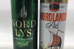 NOR001-002  Mack Nord Lys Premium Mork Pilsner 50cl, Nordlands Pils 50cl, Ship beer can, NOR010 NOR009 Lysholmer Spesial ol 0,33, Norwegian beer can collection, norwegian beer can, Norwegische Bierdosen