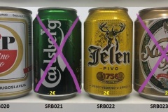 SRB020-023 BIP Zlatno Pivo, Carlsberg, Jelen Pivo, Niksicko Pivo Serbian Beer Can, beer cans from serbia