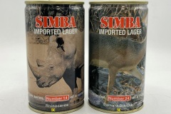 SWZ001-002 Simba Imported Lager Wild Life Series Number 14 Rhinoceros, Simba Imported lager Wild Life Series Number 24 Damara Dik-Dik, SWAZILAND (ESWATINI) Beer Can Collection, Afria Beer Can Collector, Beer Can from Swaziland, Swaziland Beer Can, Eswatini Beer Can Collector