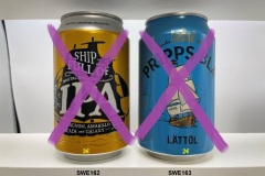 SWE162-163 A Ship full of Brutal Brewing IPA, Pripps Bla Lattöl, 33Cl, swedish beer can, beer can Sweden, Schweden Bierdose