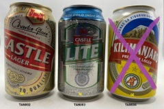 TAN002-004 Castle Lager, Castle Lite, Kilimanjaro Premium Lager Beer Can Tanzania
