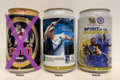 THA054-056 Archa Beer, Singha Lager Beer "Andy Roddick" Thailand Open, Singha Lager Beer "Chelsea Spirit of the Champions" Thailand beer can collection, Beer can Collecror Thailand