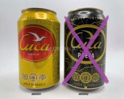 ANG001-002 Cuca Cerveja, Cuca Cerveja Preta, Angola beer can, Beercan Collection Angola, OCOC, Cuca beer can