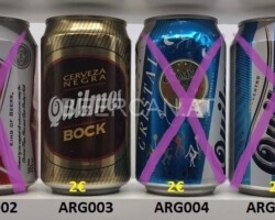 ARG001-006 Brahma Carneval, Budweiser, Quilmes Bock, Quilmes Cristal, Quilmes Cerveza, Santa Fe Argentinian beer cans, beer can collection Argentinia