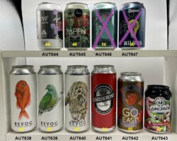 AUT638-647 Bevog Orange Roughy Double IPA,  Bevog Makatea Fruit Dove Modern Pilsner, Bevog Clouded Leopard DDH Hazy IPA, Karlskrone Schankbier, Bierol Go East East Coast IPA, Loncium New World Neipa, Bierol Zapfn Bio Zirbenradler, Bierol Hardigatti Neo Zwickl New Artist Series illustrated by Carina Leikermoser, Bierol Blitzbirn Neo Zwickl New Artist Series illustrated by Patrick ‘da Bartl’ Bartel