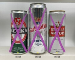 CRO027-029 Becks 330ml sleek can, Karlovacko Ledeno Lager, Stella Artois 330ml Croatia, Croatian beer can collection, croatian beer cans, beer can collector croatia