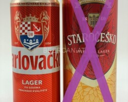 CRO038-039 Karlovacko Lager Slim 330ml Can. Starocesko Svijetlo Lager Pivo, Croatian beer can collection, Bierdosensammler Kroatien