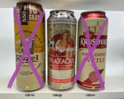 CZE159-161 Kotzel 10% Gratis 550ml, Prazacka Limited Football Edition, Krusovice Kralovske Svetle beer can Czech Republic