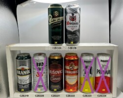 CZE219-226 Branik Jedenactka, Budweiser BudVar 33 Design TMBK, Krusovice Cerne, Lobkowicz Lezak - Lager, Primator 11 Lezak, Primator Premium Lager, Staropramen Smichov, Svijany Svijansky Rytir 500ml Czech Beer cans, beer can collection Czech, Tschechische Bierdose