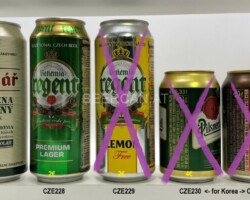 CZE227-231 Bakalar Za Studena Chmeleny Svetly Lezak, Bohemia Regent Premium Lager, 33, Tschechische Bierdosen, Bierdosensammler Tschechien, Beer Can Collector Czech Republik
