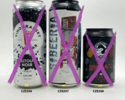 CZE266-268 Vinohradsky Pivoar (S)tout Noir, Sibeeria Zima Barleywine 2021, Nachmelena Crazy Beer 14%, Czech beer cans, beer can collection Czech, Tschechische Bierdose