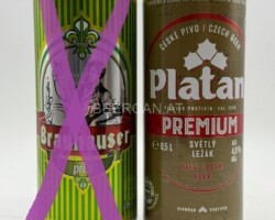 CZE269-270 Brauhauser Pils 0, 5l, Platan Premium Svety Lezak Pale Lager Beer, 0, 5L Czech Beer Can, Czech beer cans, beer can collection Czech, Tschechische Bierdose