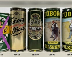 DEN157-161 Scandia Green Pilsner Lager, Tuborg Beer Genuine Import Gold Can 500ml, Tuborg Gold label De Luxe Beer, Tuborg Pilsener Der Durstige Mann 50cl, Danish beer can Collection, beer can collector Denmark, Bierdosensammler Österreich