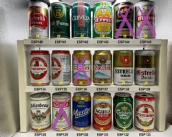 ESP128-145 Adlerbräu Aguila, Aguila, Aguila master, Aguila Cerveza Amsel Design, Carlsberg Beer, Cruzcampo Pilsen, Cerveza CCC Dorada, Estrella Damm Dorada Pilsen Extra, Estrella Dorada, Damm Estrella, Voll Damm, Cerveza Tipo Lager El Corte Ingles, Fresi Lager International, Henninger Especial Pilsener, Mahou Cerveza Especial, Latas de cerveza españolas, coleccionistas de latas de cerveza Spanish beer can collection Bierdosen Spanienl beer can Spain, Spanish beer can collector, cans Spain, beverage can Spain, lata de cerveza españa, coleccionista de latas de cerveza española, latas españa, lata de bebida españa