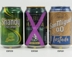 ESP259-261 Cruzcampo Shandy, Doble Malta, San Miguel 0, 0 Tostada, Spanish beer can collection Bierdosen Spanienl beer can Spain, Spanish beer can collector, cans Spain, beverage can Spain, lata de cerveza españa, coleccionista de latas de cerveza española, latas españa, lata de bebida españa