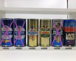 FIN001-006 Finlandia blue flat top beer can, Finlandia Gold, Lahden, Aura Olut, Lapin Kulta Export Starköl, Finland beer can, Biersoen Finnland