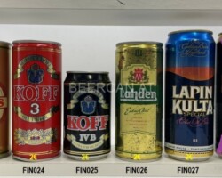 FIN023-028 Lahden Erikois Export Olut IV A Straight Steel Can, Koff 3 Olut Steel Can 440ml, Koff IV B Extra Strong Beer, Lahden Erikois Olut Steel Can, Lapin Kulta Special Olut, Olvi Special Olut III 500ml, Finland beer can, Biersoen Finnland