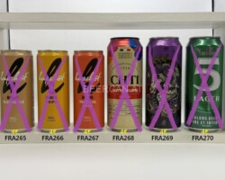 FRA265-270 Hopchot Biere Blonde Ale, Hopchot Biere Neipa, Hopchot Biere Tropical Sour, CH´TI Fruits Rouges, Einhorn Lila, 5 Lager Blond Beer, French beer can canettes de bière françaises Bierdosen Frankreich, French beer can collection, beer can collector France