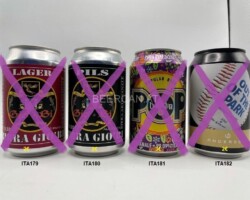 ITA179-182 Birra GioBi Lager, Pils, Baladin POP, Underdog Out of the Park American IPA, Craft Beer Italia, beer can collector