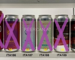 ITA185-190 Peroni Prodotta in Italia, Impavida Chain Breaker, Peler Pilsener, Impav Robust Porter, Vivienne Vienna Lager, Italian Craft beer cans, can collection