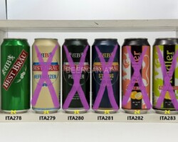 ITA278-283 Best Bräu, Best Bräu Hefeweizen, Best Bräu Pilsner, Best Bräu Strong, Best Bräu Radler Grapefruit, Best Bräu Radler Lemon, Italian Beer Can Collector, Beer Can from Gernay, Bierdosenmuseum