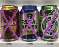 MYA001-003 Andaman Gold, Regal Seven, Tuborg Myanmar beer cans, Asia beer cans, beer can collection Myanmar