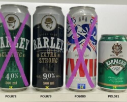 POL078-081 Barley Classic 4, Barley Extra Strong 9, 0, Zywiec Premium, Karpackie Pils, Polisch Beer Can, Poland beer can collection, beer can collector Poland