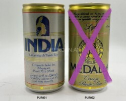 PUR001-002 India La Cerveza de Puerto Rico, Cerveceria India Inc. Mayaguez, Puerto Rico, Medalla Cerveza Puerto Rico, Medalla Light 296ml, 10 fl. oz. Beer Can collector Puerto Rico, Beer Can Collection Puerto Rico, Bierdose Puerto Rico