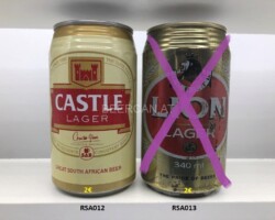 RSA012-013 Castle Lager beer can, Lion Lager Beer can South Africa, South African beer cans, beer can collector South Africa, South Africa Beer Can, Südafrika Bierdosen