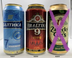 RUS017-019 Baltika 7, Baltika 9 strong, Zatecky Gus Svetly, Russia big Size Beer Cans, Beer Cans Russia, Brewed in Russia, St. Petersburg, Russia Beer, Beer from Russia, Beer Can Collector Russia