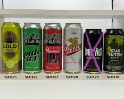SLO125-130 Grenlvka Gold Radler, Loo-Blah-Nah pale Ale, Loo-Blah-Nah American IPA, Union Pivo, Lone Wolf Single Hop IPA, Star Vation Black IPA, Svetlo Pivo, Slovenian Beer Cans, Slovenian Craft Beer Cans, Yugoslavoia Beer Cans, Bierdosen Slowenien
