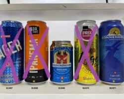 SUI067-071 Denner Lager Hell, Dr. Gab´s Ipanema IPA, Feldschlösschen Original Sommerpreise, Coop Prix Granatie Lager 50cl, Sonnenbräu Lager Hell, new Design, Beer can Collector from Switzerland, swiss beer can, Schweizer Bierdosensammler, Bierdose Schweiz