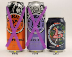 SUI110-112 Eichhof Braukunst Kloster Non-Filtree, Eichhof Braukunst Alex(x) Easy Ale, Spar Edition 1989 Astronaut mit Flamingo, 0, 33ml, Swiss beer cans, Bierdosensammlung Schweizer, Schweizer Bierdosensammler, Beer Can Collector Switzerland, Bierdosenmuseum Munderfing, Austrian Beer Can Museum