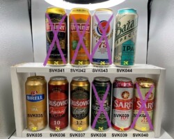 SVK035-044 Birell IPA, Krusovice Original 10, Krusovice Lezak 12, Radegast Ratar, Saris 10%, Saris 12%, Urpiner Dark, Urpiner IPL, Zlaty Bazant 73, Zlaty Bazant Special IPA, Slovakian beer cans, beer can collection Slovakia, Slovakische Bierdosen