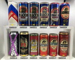 SWE013-024 Kiss beer can Sweden, Falcon, Kaiserdom beer can Sweden, Schweden Bierdose
