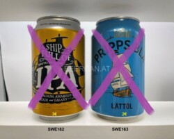 SWE162-163 A Ship full of Brutal Brewing IPA, Pripps Bla Lattöl, 33Cl, swedish beer can, beer can Sweden, Schweden Bierdose