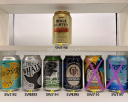 SWE192-198 Brutal Brewing Company Mad Canary Session IPA 3, 5% Alc. Brutal Brewing Company The Tail of a Whale White Ale, Ljus Lager Premium Quality, Gränges Lattöl 2, 1%, Peoples Bulldog Folk IPA, Pripps Bla Lat Öl, Zeunerts Höga Kusten 3, 5, Swedish beer cans, swedisch beer can collector, Schweden Bierdosen, swedish craft beer cans, swedish beer can collector, Bierdosen Museum